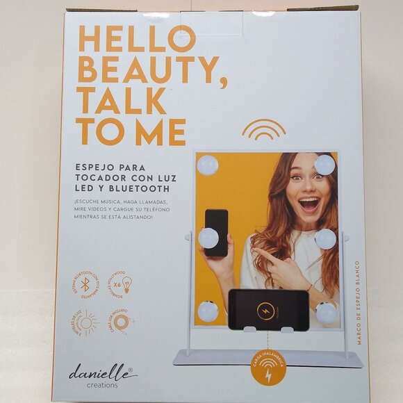 Danielle Creations Bluetooth L.E.D. Vanity Mirror Wireless Charging Hands Free - Picture 2 of 8